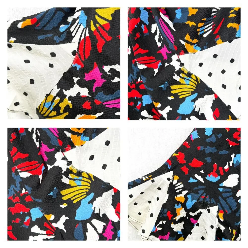 TANYA TAYLOR Bianka Combo Silk Wrap Dress Womens 8 Floral Polka Dot Ruffle Wrap - Picture 15 of 16